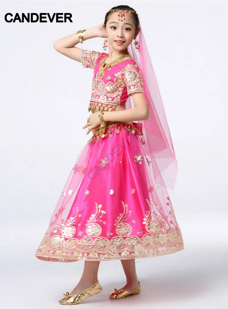 Танцевальный Костюм Болливуда для девочек Детский комплект танца живота