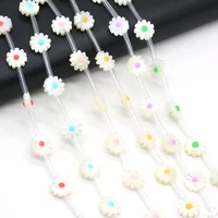 20pcslot natural freshwater shell beaded sun flower white mother of pearl shell loose spacer beaded for women jewelry making