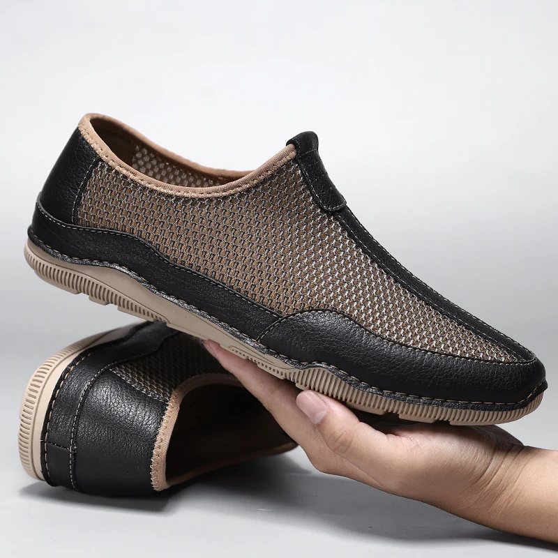 

Дышащая обувь для взрослых, Мужская обувь для вождения, летняя повседневная обувь, мужская новая стильная мягкая мужская обувь с дырками, Бр...