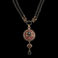 amorita boutique vintage black beads sweater chain stone necklaces accessories