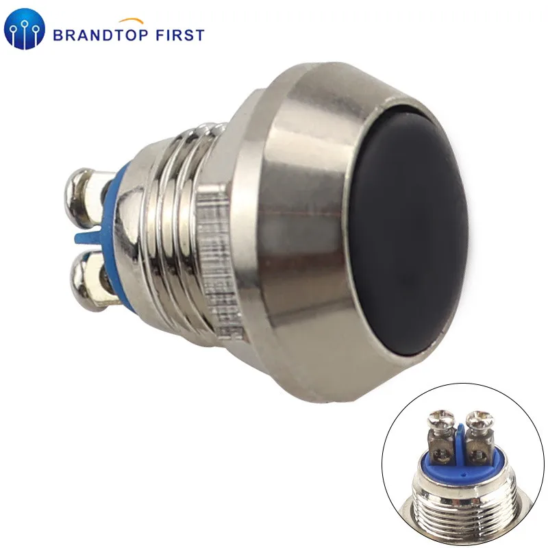 12 мм мгновенная металлическая кнопка 1NO цветные переключатели сферическая