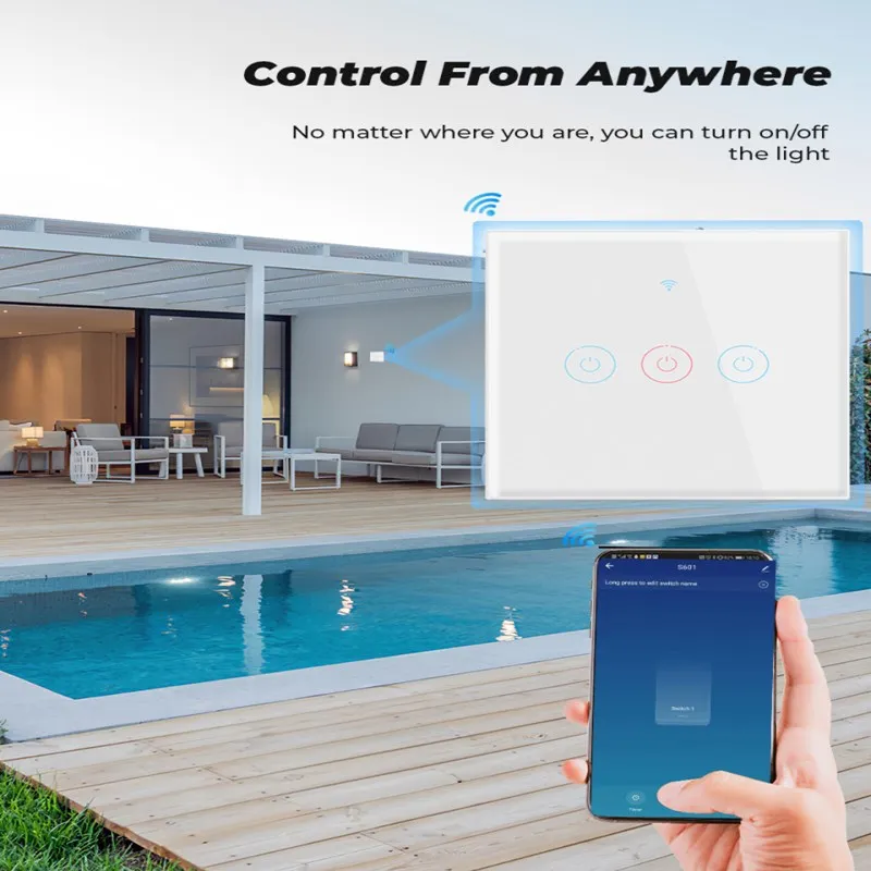 1/2/3 Gang Wifi Smart Light Switch Glass Screen Touch Panel Voice Control Wireless Switches Work With Alexa Google Home Tuya |
