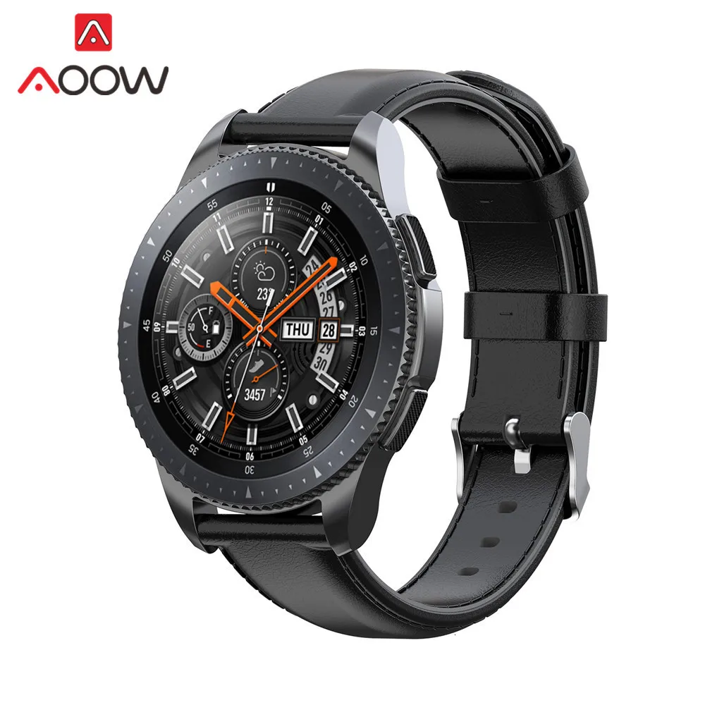20 мм 22 мм ремешок из натуральной кожи для samsung Galaxy Watch 42 мм 46 мм Active gear Sport S3 S2 быстросъемный браслет ремешок