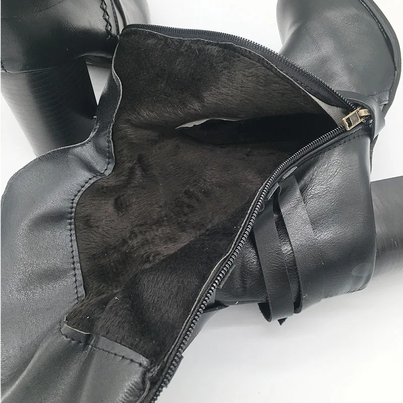 Fashion Buckle Belt Winter Boots Women Mid-calf New 2020 Leather Waterproof Snow woman shoes botas mujer | Обувь