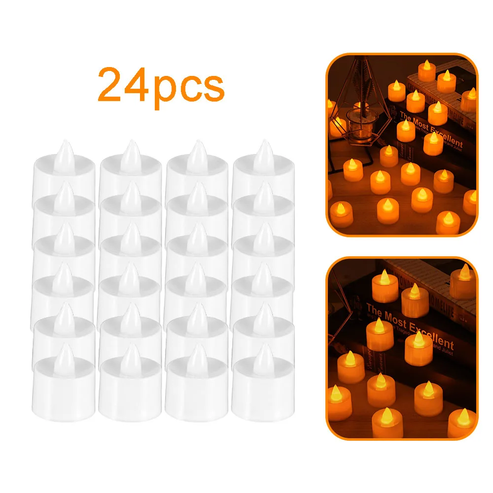 24 шт. Led лампы в форме свечи белый светильник Декоративная Свеча круглый корпус