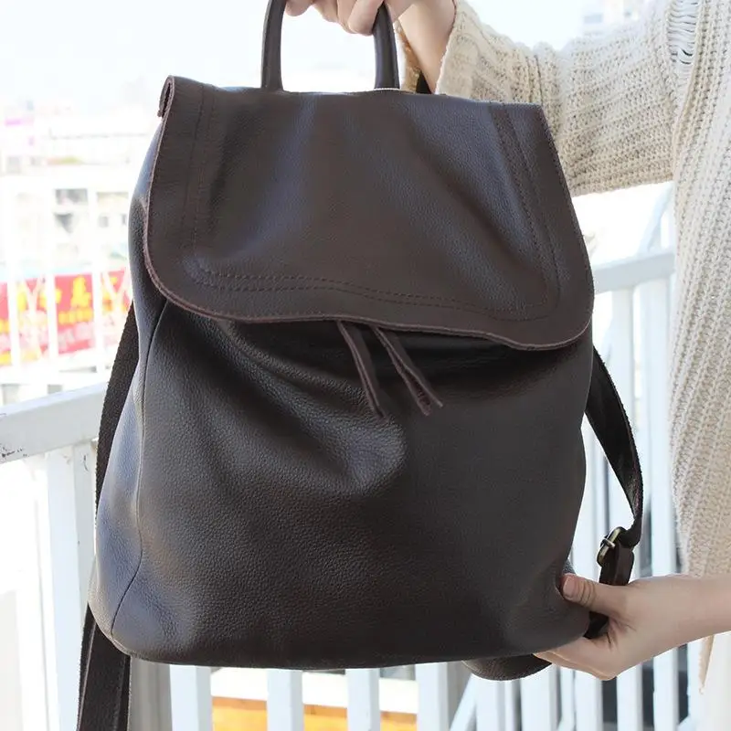 

Leisure Genuine Leather Backpack 2021 New Large Capacity Women Bag Simple First Layer Cowhide Outdoor Travel Bags