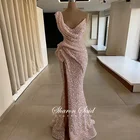 Длинное вечернее платье-Русалка с блестками и бусинами, Привлекательное платье с одним открытым плечом и высоким разрезом для выпускного вечера, женские платья для свадебной вечеринки, выпускного вечера, 2022