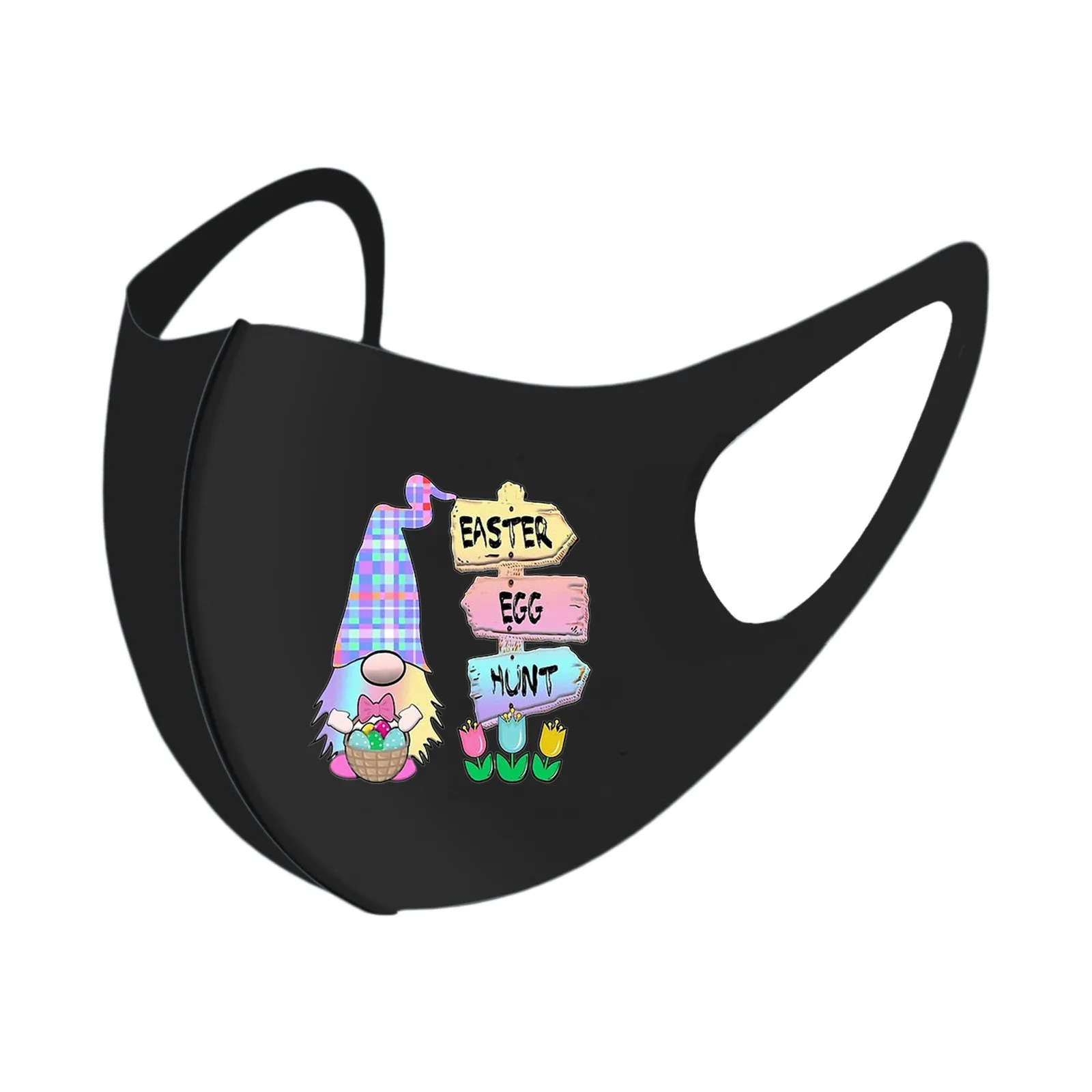 

5PCS masques Adult Easter Cartoon Printing Face Masks Fashion Safety Air Fog Dust-Proof Washable Protective Ice Silk Mask
