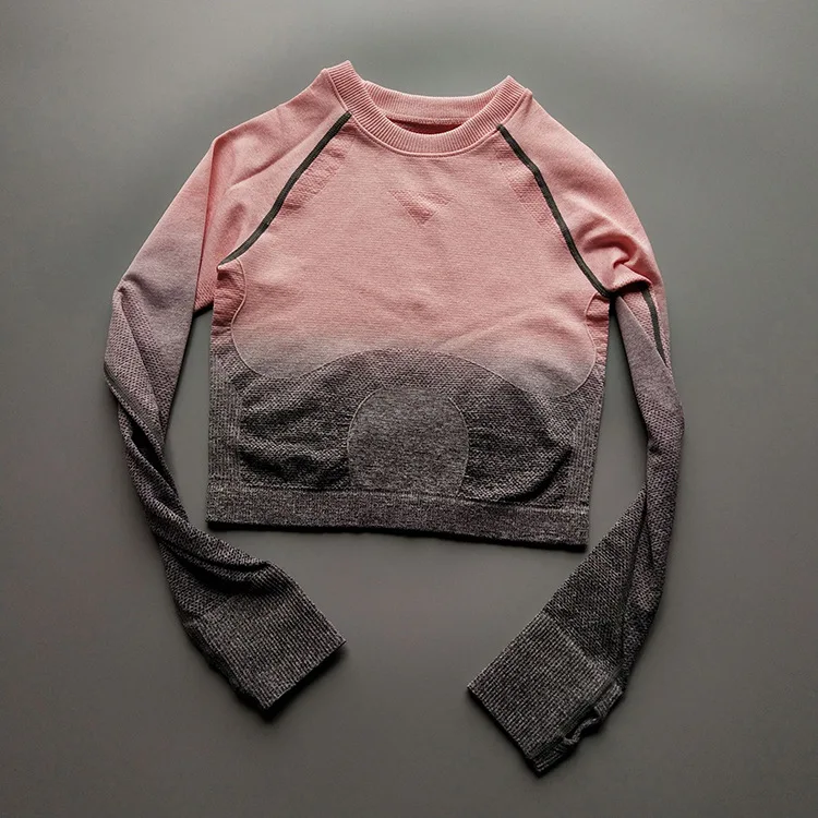

Dyeing Sexy Belly Button Yoga Bra Breathable Long-sleeved Sport Top Women T-shirt Sports Bra Quick-drying Fitness Clothing