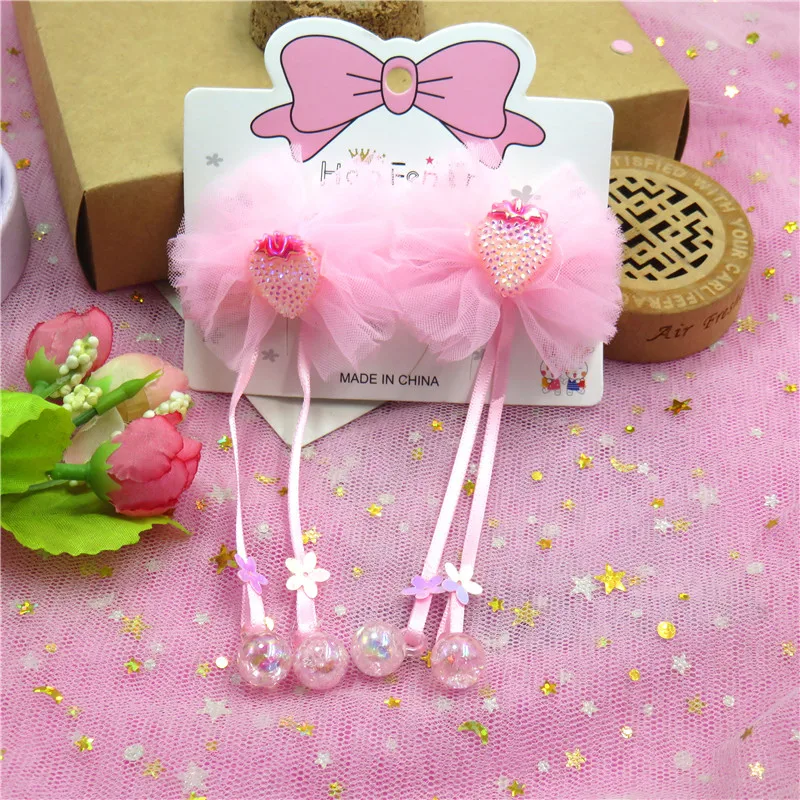 6 шт./3 карты милые клубники элегантный сетчатый зажим для маленьких девочек