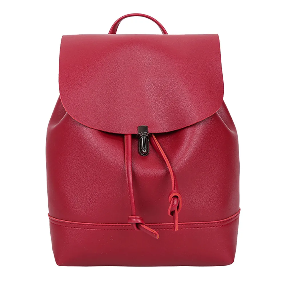 50 # женский рюкзак винтажный чистый цвет кожа школьная сумка ранец для девочек