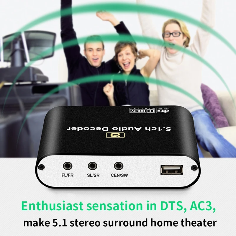 

DA615 5.1CH o Decoder Bluetooth 5.0 Receiver DAC Wireless o Adapter Optical Coaxial AUX USB Disk Play EU Plug