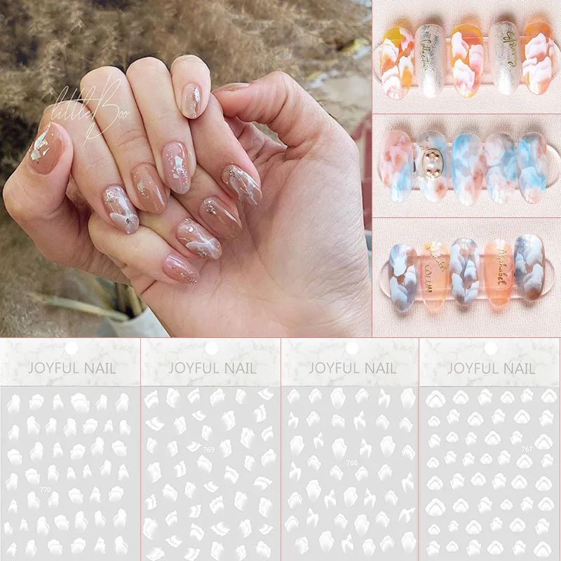 

3D White Shell Flower Nail Sticker Rose Embosse Nail Art Transfer Decals Slider Wraps Design DIY Nail Art Decoration Accessories