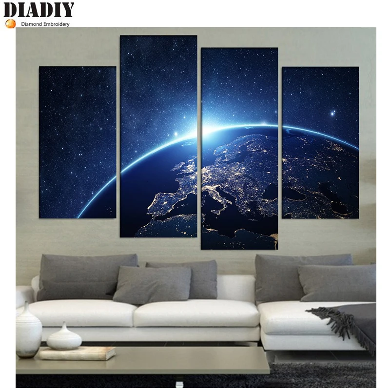 

4pcFull квадрат и круглый дрель 5D DIY алмазная вышивка земли из космоса, алмазная вышивка крестиком на рисунке, стразы мозаика декор подарок