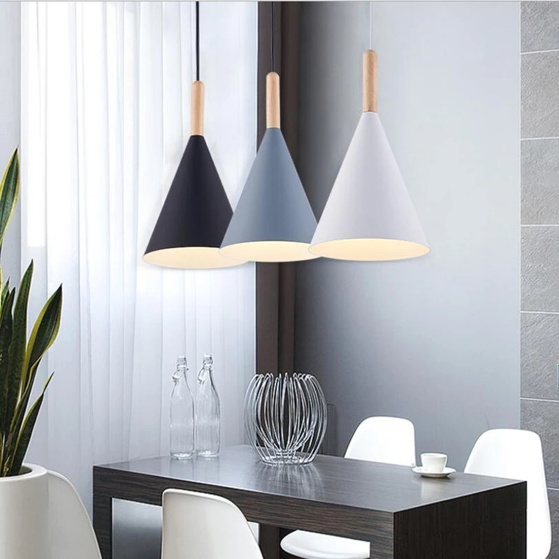 

Modern Ceiling Lights 3-Heads Wooden Pole Restaurant Dining Room Bar Cafe Nordic Simple Creative Personality Wire Hanged Lamps