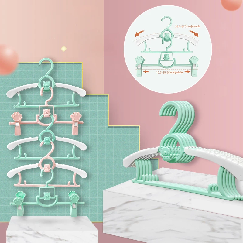 

10 шт. качественные выдвижные детские вешалки плотная прочная полка для одежды мультяшная детская сушилка без следов Нескользящие зажимы дл...