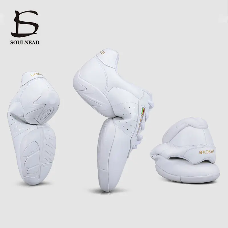 White Serobics Shoes Children Adult Fltness Gymnastics Sports Dance Shoes Jazz Shoes Cheerleading Shoes Woman Square Dance Shoes