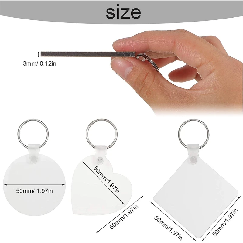 

30 Pcs/Set Sublimation Blank Keychains Thermal Transfer Key Chain Double-Side Printed MDF Keyrings with Split Rings