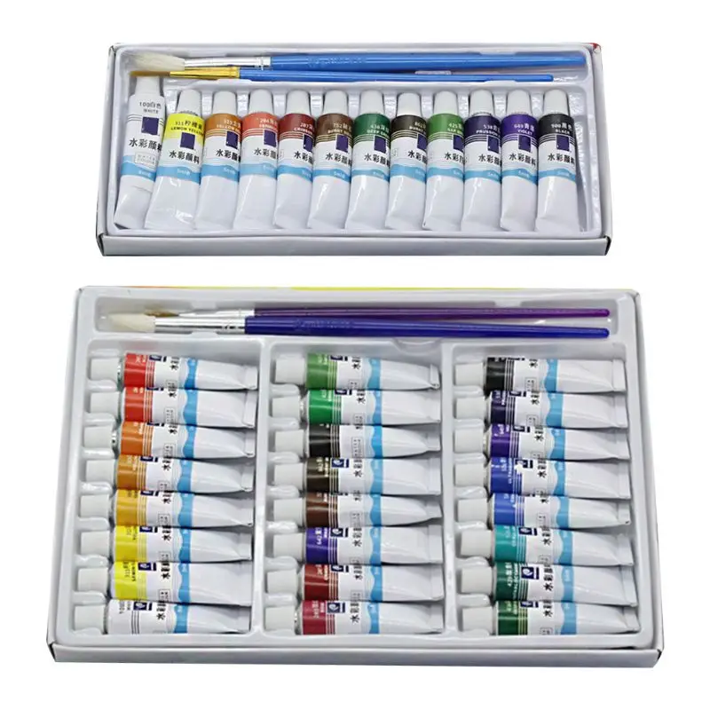 

12ml 12/24 Colors Professional Paint Tubes Drawing Painting Watercolor Pigment QX2B