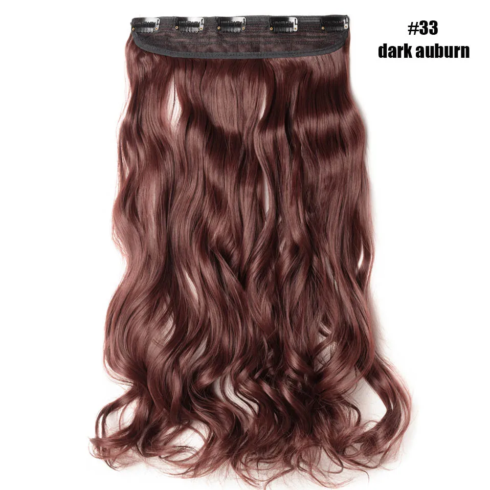 dark brown S-noilite 2" волосы синтетические на зажимах в одной части длинные волнистые вьющиеся женские волосы 5 заколки для волос расширение розовый красный белый серый - Цвет: dark brown