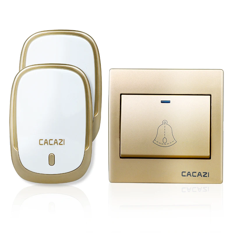 1 button 2 receiver Беспроводной дверной звонок CACAZI водонепроницаемый 1 Батарейная кнопка+ 2 приемника 300 м дистанционный светодиодный светильник Домашний Беспроводной звонок 36 колокольчиков 4 громкости - Цвет: 1 button 2 receiver