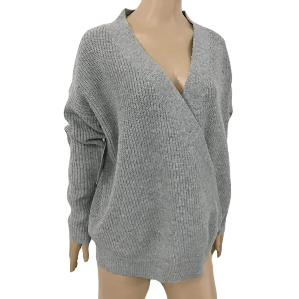 Новинка 2019 женские свитера Женский пуловер с длинным рукавом и V-образным вырезом