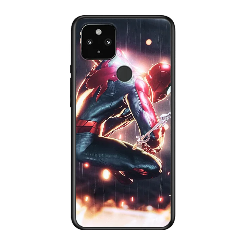 

Marvel Avengers Spider Man Super Hero For Google Pixel 5 4A 5G 4 XL Soft Shell TPU Silicone Black Cover Phone Case