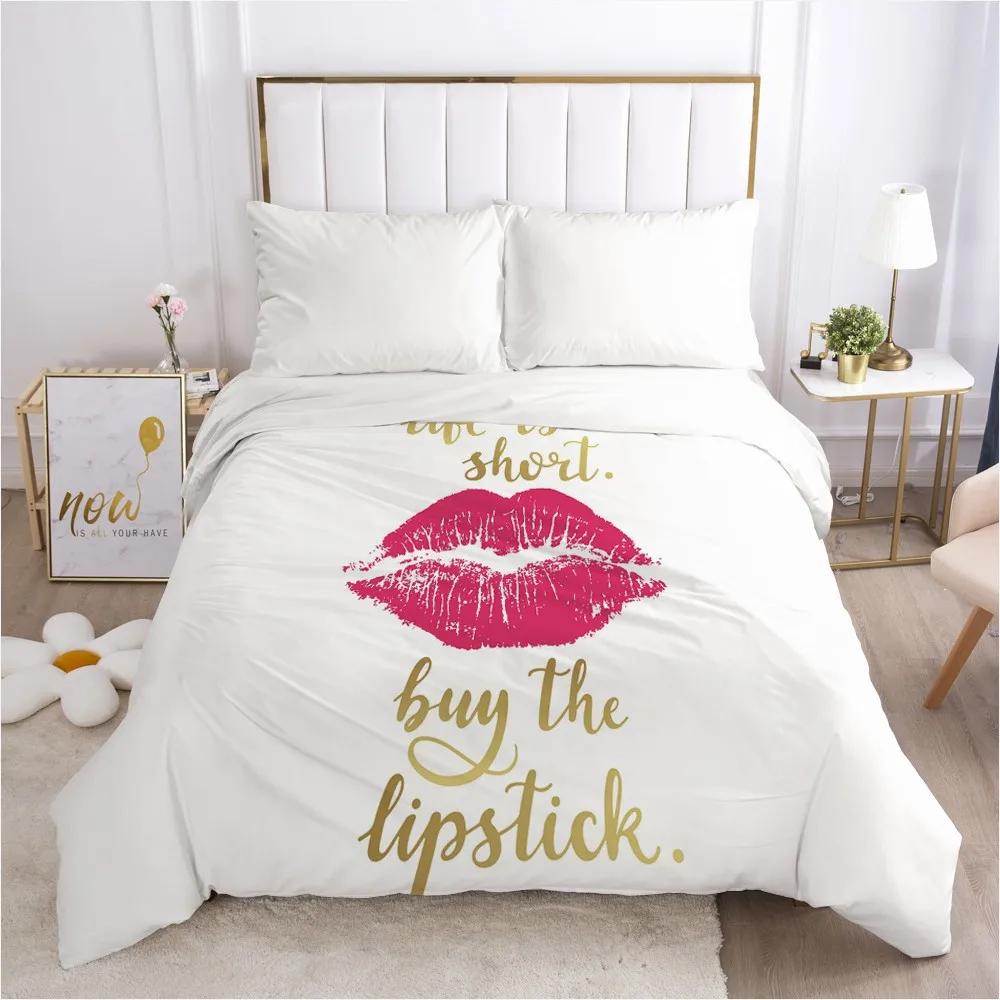 

3D Duvet Cover Bedding Comforter/Quilt/Blanket Cover With Zipper Queen/King Size 220x240/220x220 Custom Red Kiss