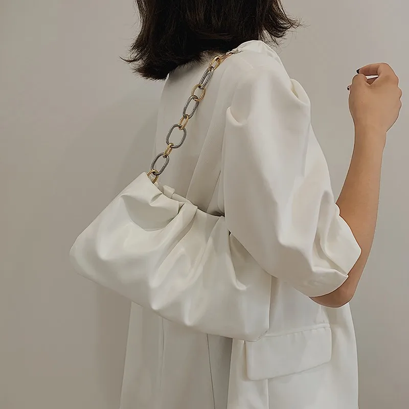

Fashion Exquisite Shopping Bag Casual Women Totes Shoulder Bags Female Leather Solid Color Chain Handbag for Women 2021