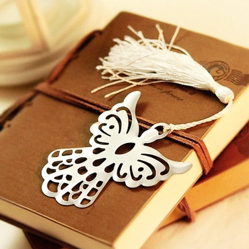 

10Pcs/Pack Hollow-out Angel Bookmarks with Tassel Metal Bookmarks Classic Book Decorations Class Reward Party Supplies 2022 New