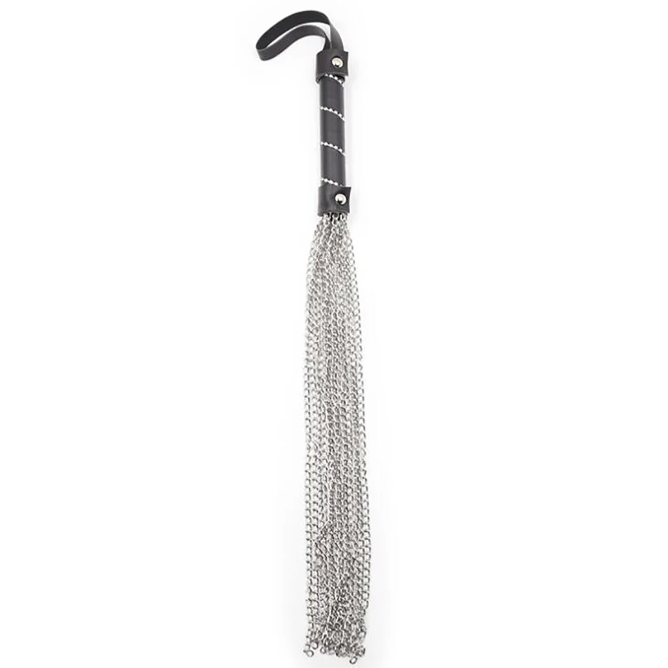 CamaTech металлической цепью секс хлыст серебряные цепочки со стразами ручкой