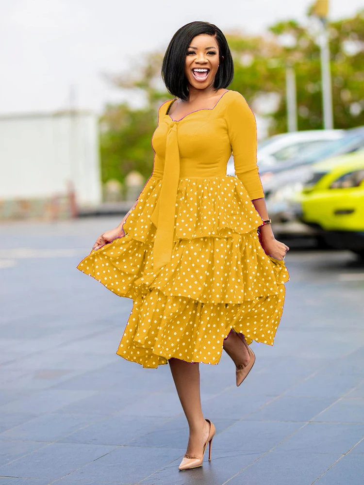 Платье женское в африканском стиле пикантное бальное с V-образным вырезом и