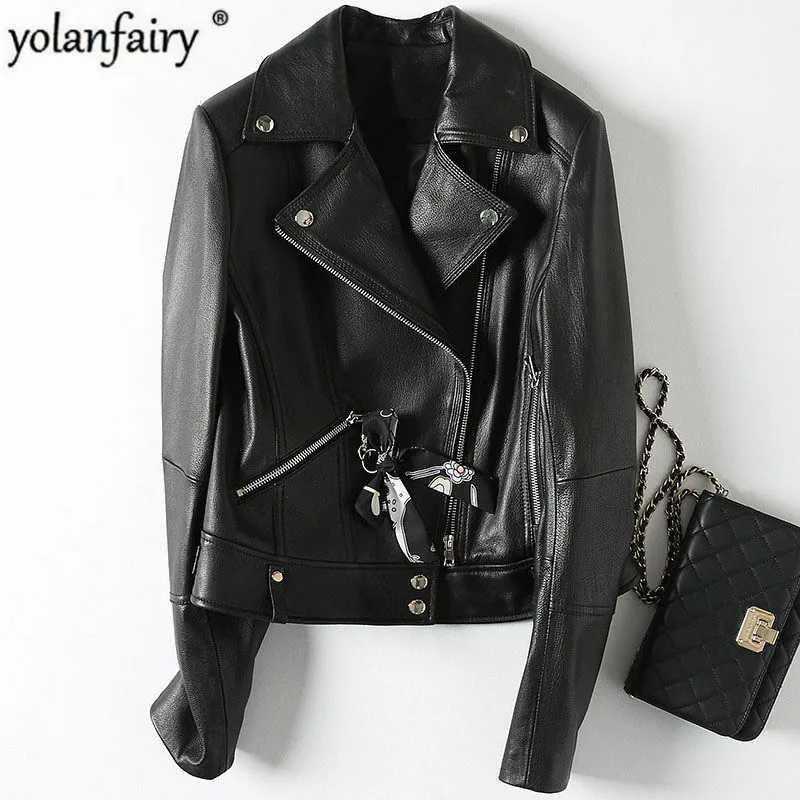 Куртка из натуральной кожи Женская куртка овчины на весну и осень Корейская