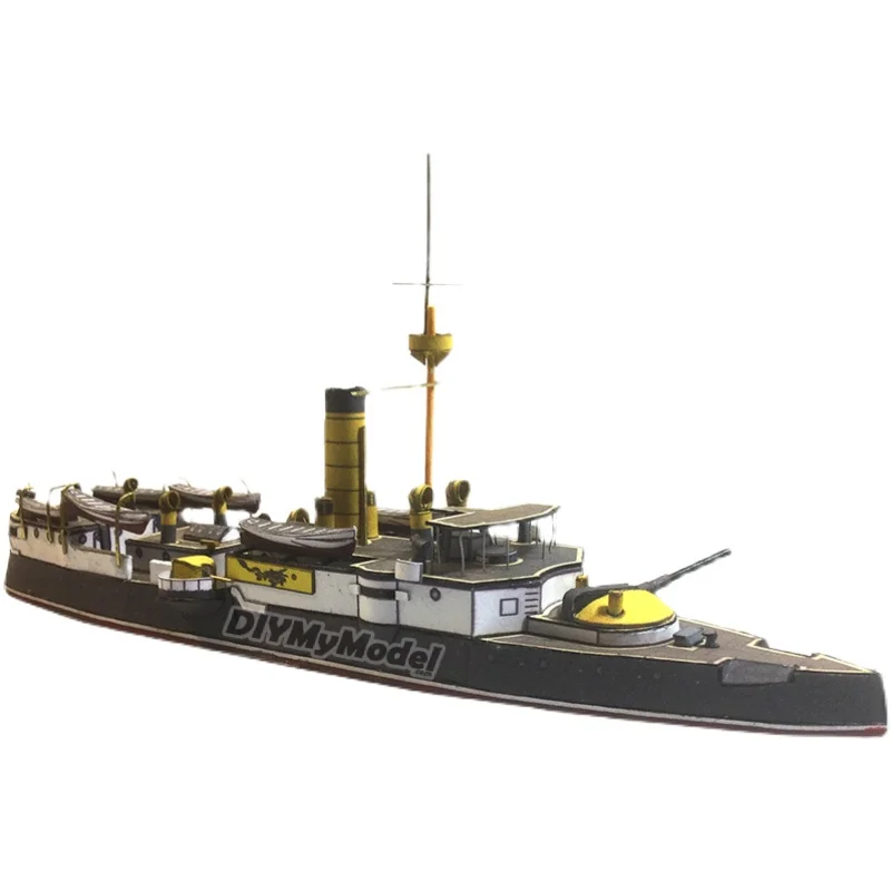 DIYMyModeI Qing Beiyang-rompecabezas de la Marina Ping Yuan, barco blindado 1:400, bricolaje, artesanal, Kit de papel, hecho a mano juguete, regalo, utillaje de pel&iacute;cula-3