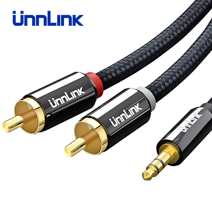 Аудиокабель Unnlink HIFI с разъемом 3 5 мм Aux на 2 RCA м 8 10 для ТВ mi Box усилитель провод