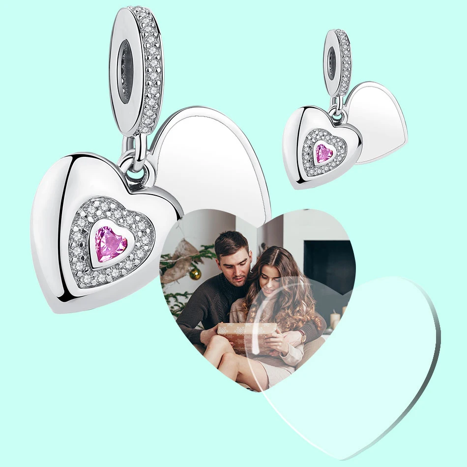 Романтический 100% 925 стерлингового серебра в форме сердца Серьги Подвески