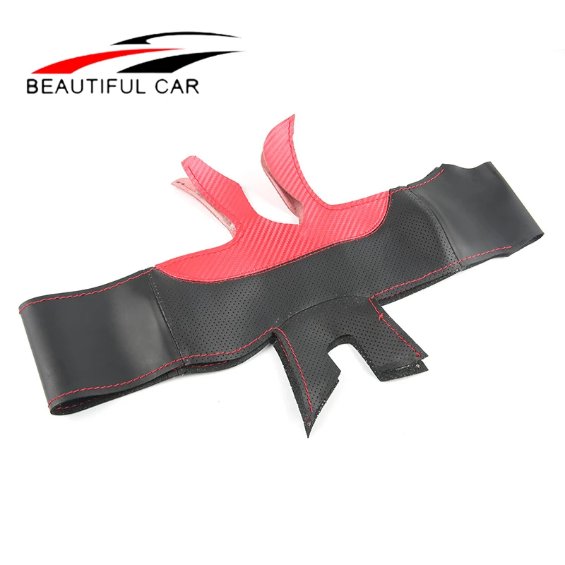 

Car leather hand-sewn 38CM steering wheel cover four seasons breathable grip cover For Cadillac XT4 Interior decoration