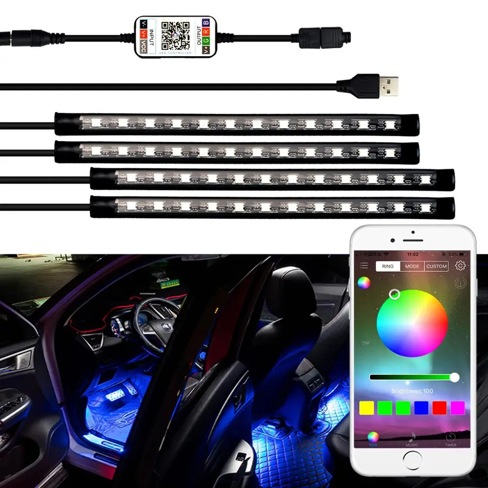 Авто окружающей среды светильник RGB приложение Управление декоративный