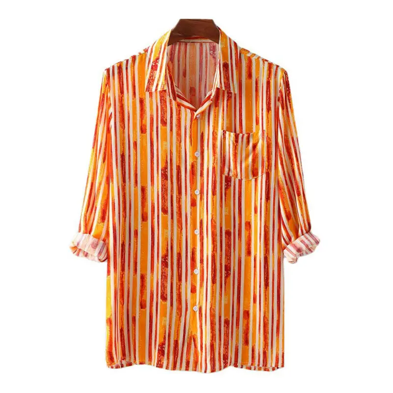 

Мужская Повседневная рубашка с длинным рукавом и цветочным принтом