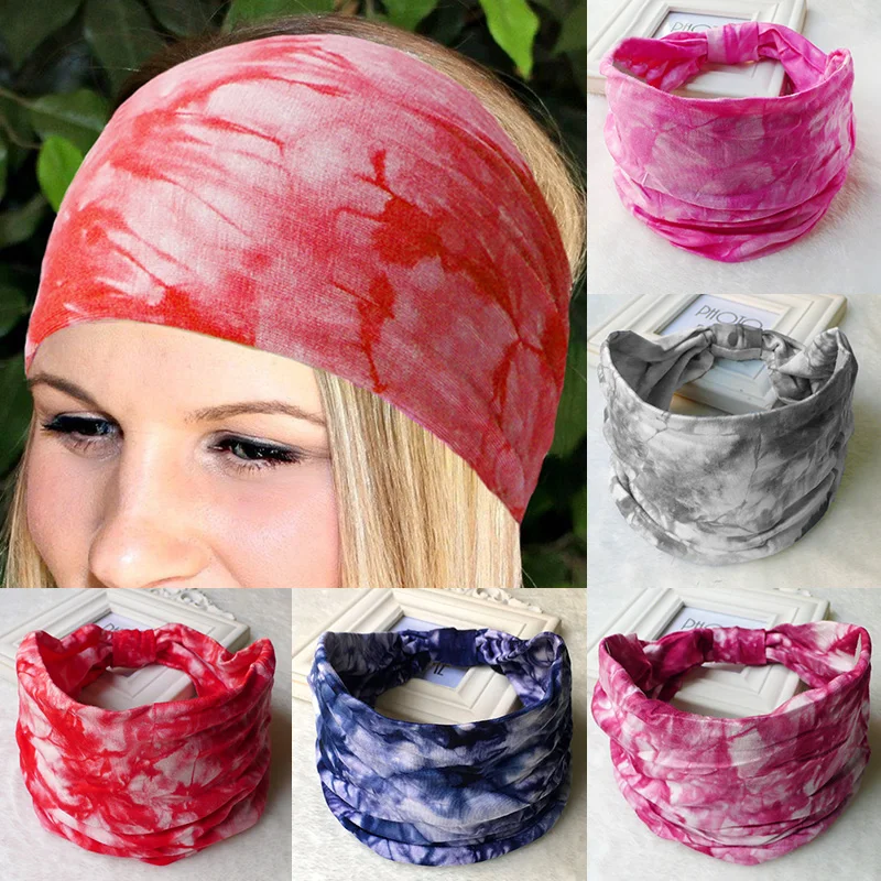 Женские широкие спортивные Йога повязка на голову эластичная для головы с