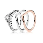Серебряное кольцо, очаровательные кольца Diy, розовое золото, сияющий кристалл любви, простой дизайн, модные свадебные кольца для женщин, ювелирные изделия