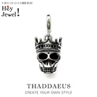 Браслет-талисман в европейском стиле, подвеска в виде короля черепа из стерлингового серебра 925 пробы для браслетов, 2020 г.