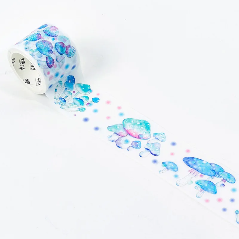 

3.5CM*5M Blue Magic Mushroom Paper Masking Washi Tape Album DIY Decorative Sticker Tape