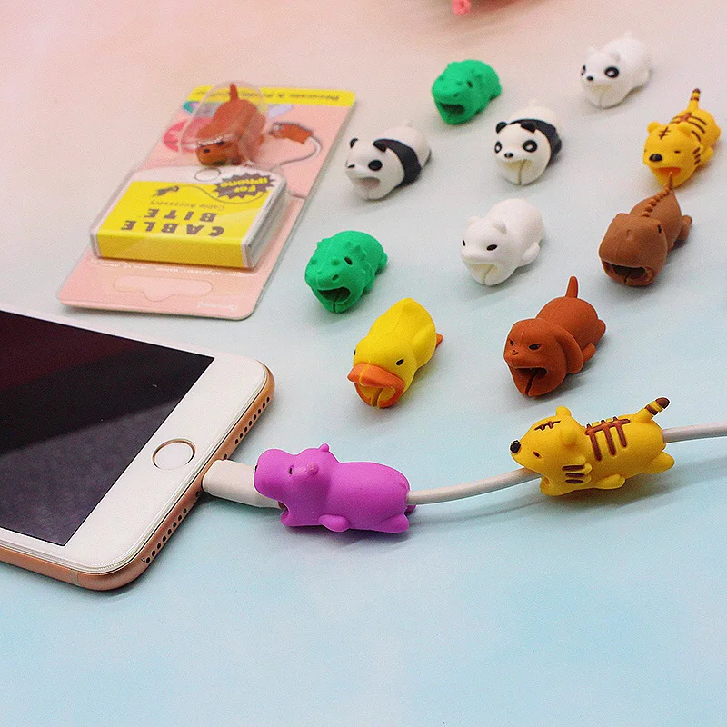 1 шт. защита для кабеля животных телефона протеж кабель мультяшный укус держатель