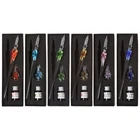 Винтаж ручной работы искусство Элегантный Кристалл Цветочные стекла Dip Pen знак чернильные ручки подарок