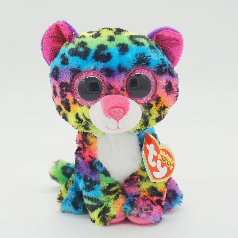 

New 6" 15cm Ty Big Eyes Stuffed Peas Plush Animal Soft Dotty the Leopard Doll Collection Boys and Girls Christmas Birthday Gifts