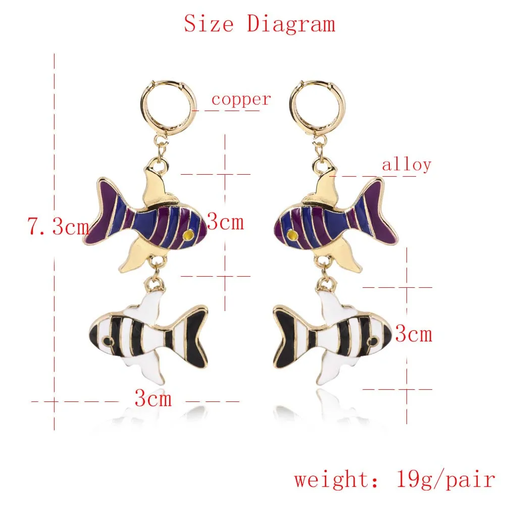 

OUREX New Fashion Fish Earrings For Women Girl Black White Oil Drop Dangle Earring Trendy Graceful EardropParty Gift Wholesale