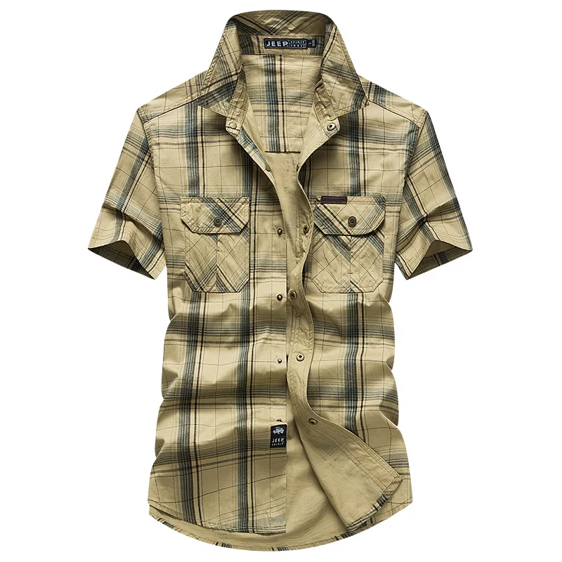 Брендовая летняя рубашка в клетку мужская повседневная хлопковая дышащая