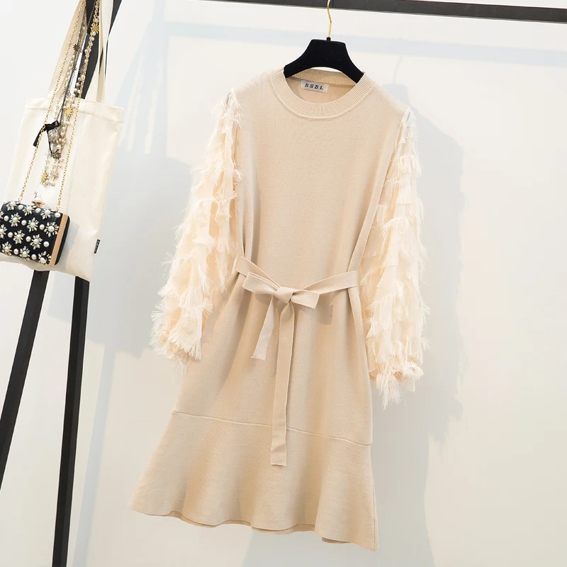 Женский костюм с рукавом-фонариком платье для полных женщин большого размера на