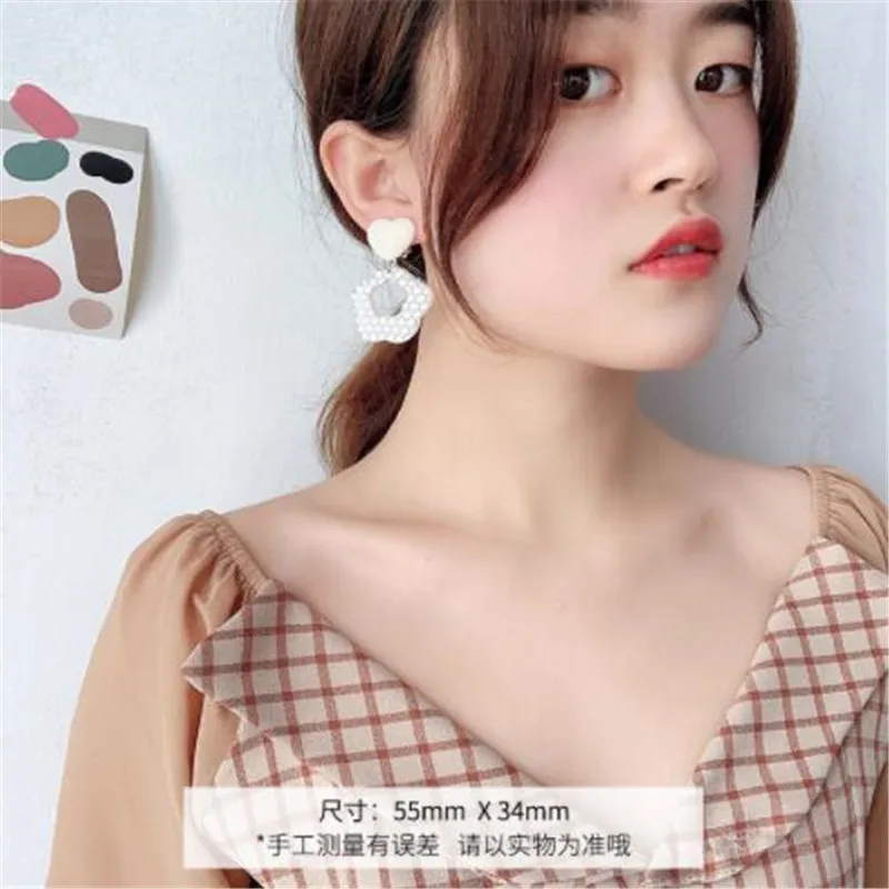 WKOUD корейские винтажные резиновые акриловые серьги-капли с цветами в форме волны